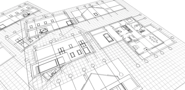 Huis Plan Architectonische Schets Print — Stockfoto