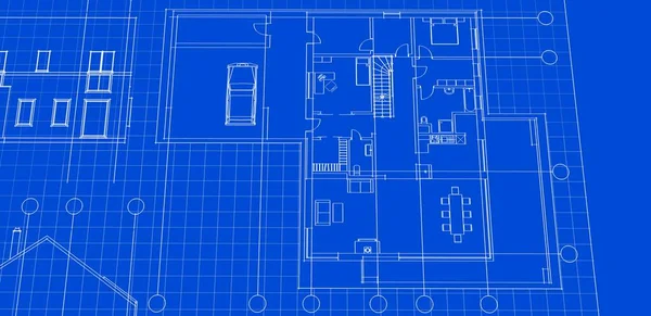 Huis Plan Architectonische Schets Print — Stockfoto