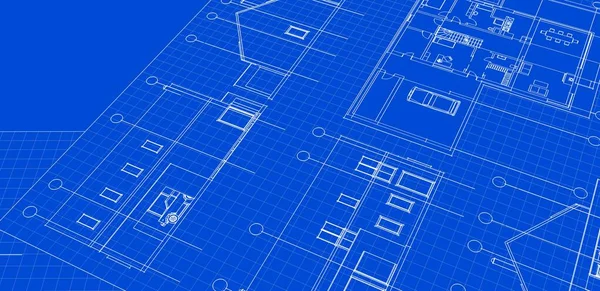 Hausplan Architektonische Skizze Drucken — Stockfoto