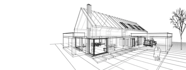 Moderne Haus Skizze Illustration — Stockfoto