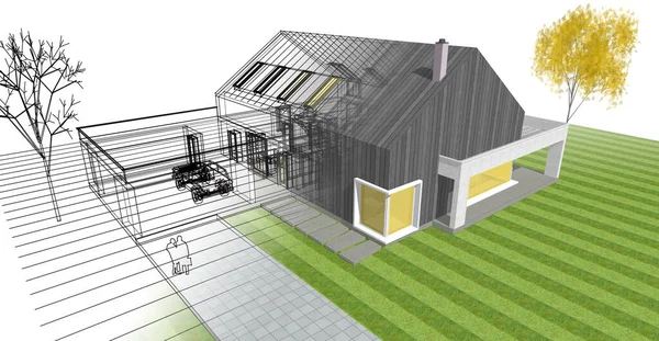 Современный Набросок Дома Иллюстрация — стоковое фото