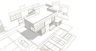 Modern ev planı çizimi 3d illüstrasyon
