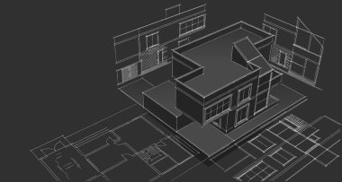 Modern ev planı çizimi 3d illüstrasyon