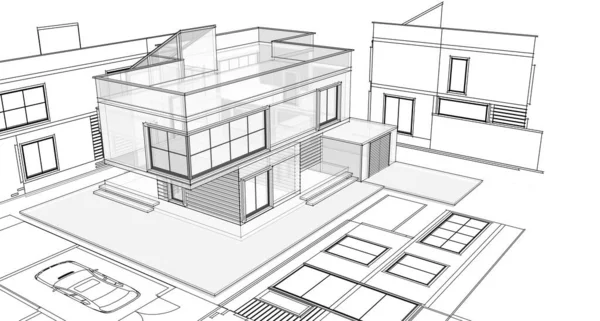 Modern House Sketch Illustration — Stock Photo, Image