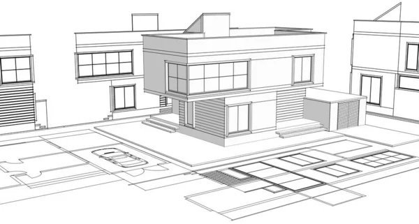 Modern House Sketch Illustration — Stock Photo, Image