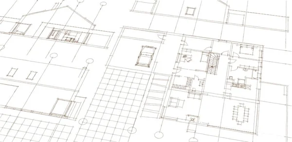 Haus Architektonische Projekt Skizze Illustration — Stockfoto