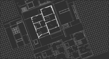 ev planı mimari taslak 3D illüstrasyon