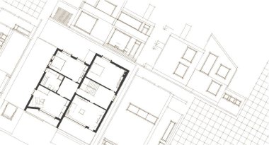 ev planı mimari taslak 3D illüstrasyon