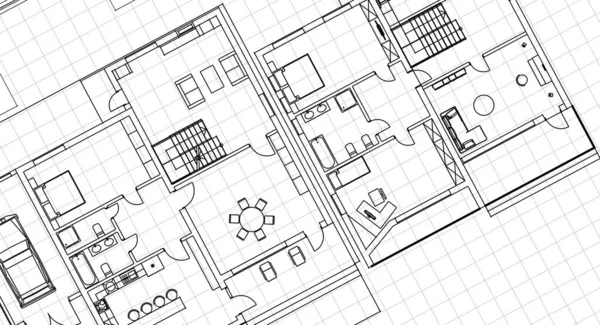 家の計画は建築のスケッチ3Dイラストに直面し — ストック写真