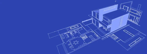 House Architectural Project Sketch Illustration — Stock Photo, Image