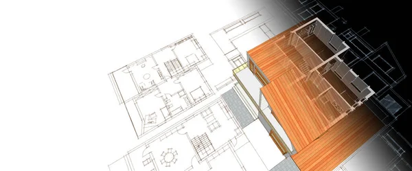 Plan Maison Façades Esquisse Architecturale Illustration — Photo