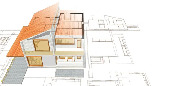 House Plan Facades Architectural Sketch Illustration — Stock Photo, Image