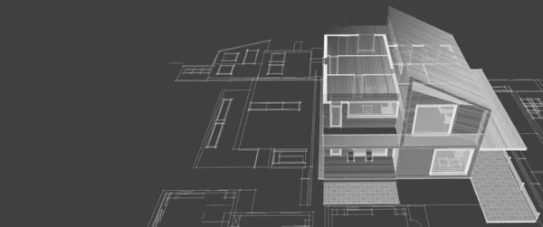 House Plan Facades Architectural Sketch Illustration — Stock Photo, Image