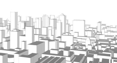 Modern şehir panoraması 3D illüstrasyon