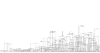 Modern şehir panoraması 3D illüstrasyon