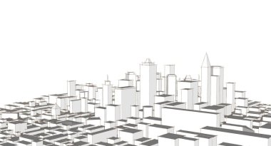 Modern şehir panoraması 3D illüstrasyon