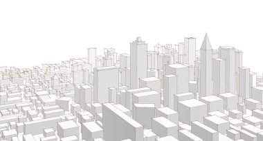 Modern şehir panoraması 3D illüstrasyon