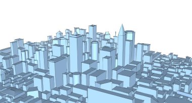 Modern şehir panoraması 3D illüstrasyon
