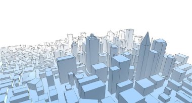 Modern şehir panoraması 3D illüstrasyon