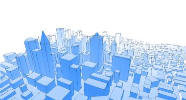 Modern şehir panoraması 3D illüstrasyon