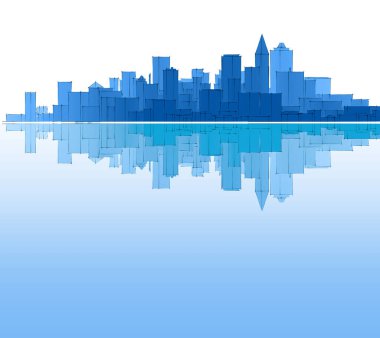 Modern şehir panoraması 3D illüstrasyon