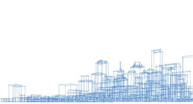 Modern şehir panoraması 3D illüstrasyon