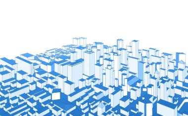 Modern şehir panoraması 3D illüstrasyon