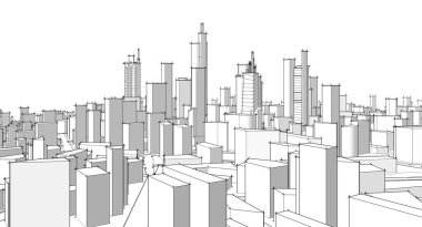 Modern şehir panoraması 3D illüstrasyon