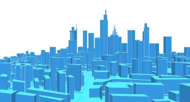 Modern şehir panoraması 3D illüstrasyon