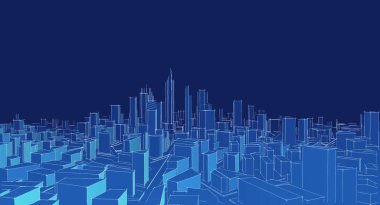 Modern şehir panorama çizimi geometrik konsept