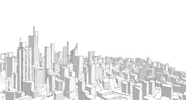 Modern şehir panorama çizimi geometrik konsept