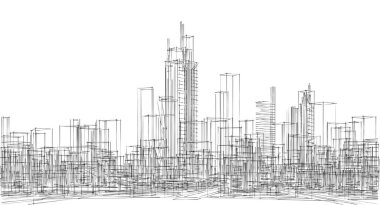 Modern şehir panorama çizimi geometrik konsept