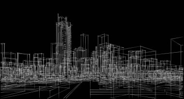 Modern şehir panorama çizimi geometrik konsept
