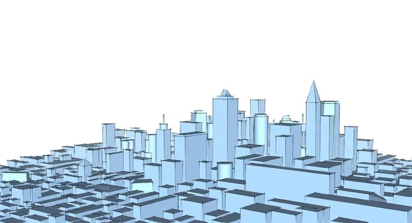 Panorama Ciudad Moderna Ilustración — Foto de Stock