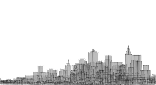 現代都市パノラマ3Dイラスト — ストック写真