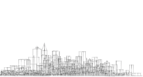 Panorama Ciudad Moderna Ilustración — Foto de Stock