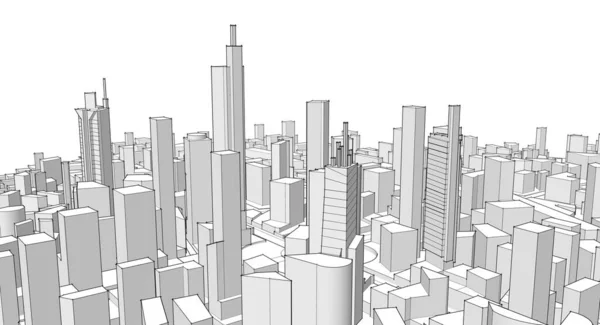 Moderne Stad Panorama Illustratie — Stockfoto