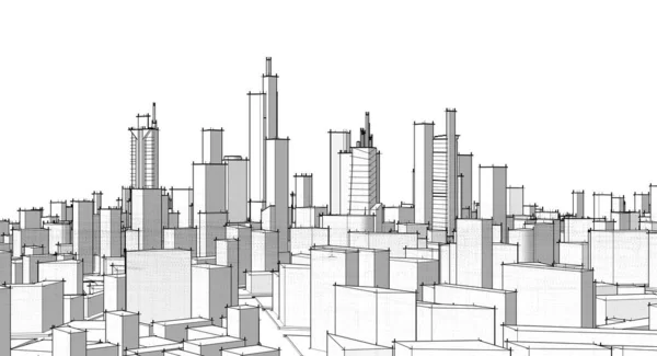 Moderno Panorama Della Città Illustrazione — Foto Stock