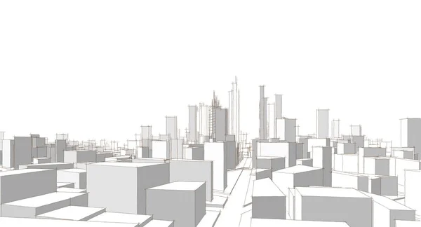 現代都市のパノラマスケッチ幾何学的概念 — ストック写真