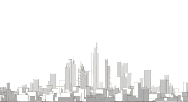 Panorama Cidade Moderna Esboço Conceito Geométrico — Fotografia de Stock