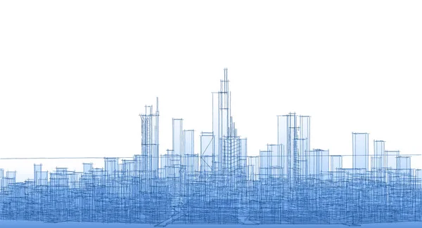 Panorama Cidade Moderna Esboço Conceito Geométrico — Fotografia de Stock