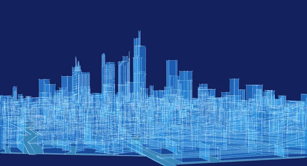 Modern Stad Panorama Schets Geometrisch Concept — Stockfoto