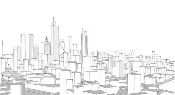 Геометрическая Концепция Панорамного Наброска Современного Города — стоковое фото