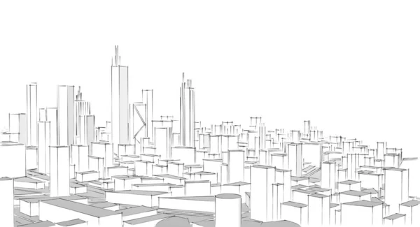 Moderno Panorama Urbano Schizzo Concetto Geometrico — Foto Stock