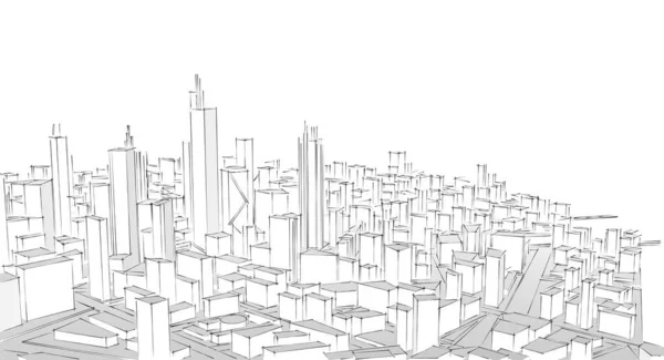 現代都市のパノラマスケッチ幾何学的概念 — ストック写真