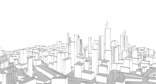 Panorama Cidade Moderna Esboço Conceito Geométrico — Fotografia de Stock