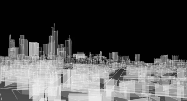 Modern Şehir Panorama Çizimi Geometrik Konsept — Stok fotoğraf