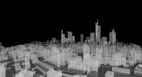 Modern Şehir Panorama Çizimi Geometrik Konsept — Stok fotoğraf