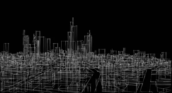 Moderno Panorama Urbano Schizzo Concetto Geometrico — Foto Stock