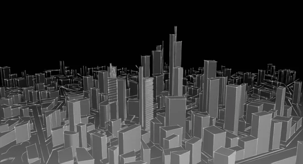 Modern Şehir Panorama Çizimi Geometrik Konsept — Stok fotoğraf